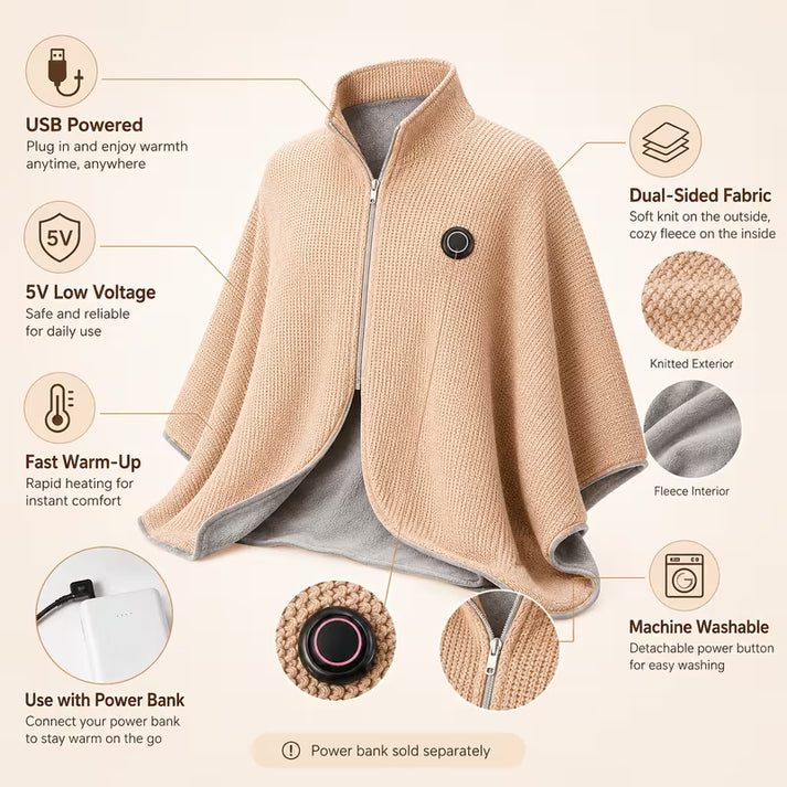[NIET IN GEBRUIK] ✨Last Day 49% OFF🔥Wearable Heated Blanket Shawl | Portable USB-Powered Warmth for Home, Work & Outdoors