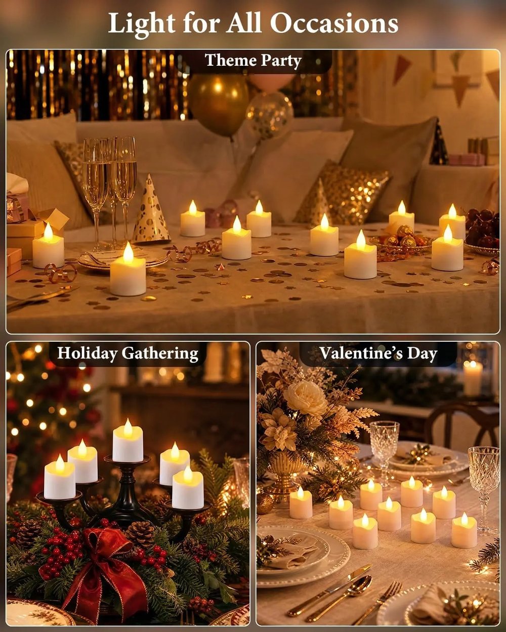 Rechargeable Flameless Tea Lights –  With Remote & Charging Base