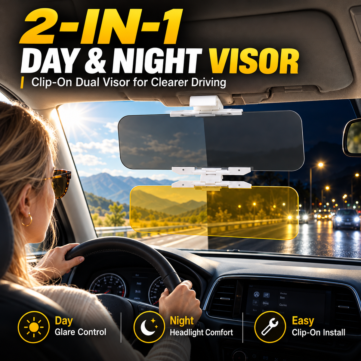 Anti-Glare Car Visor for Day & Night