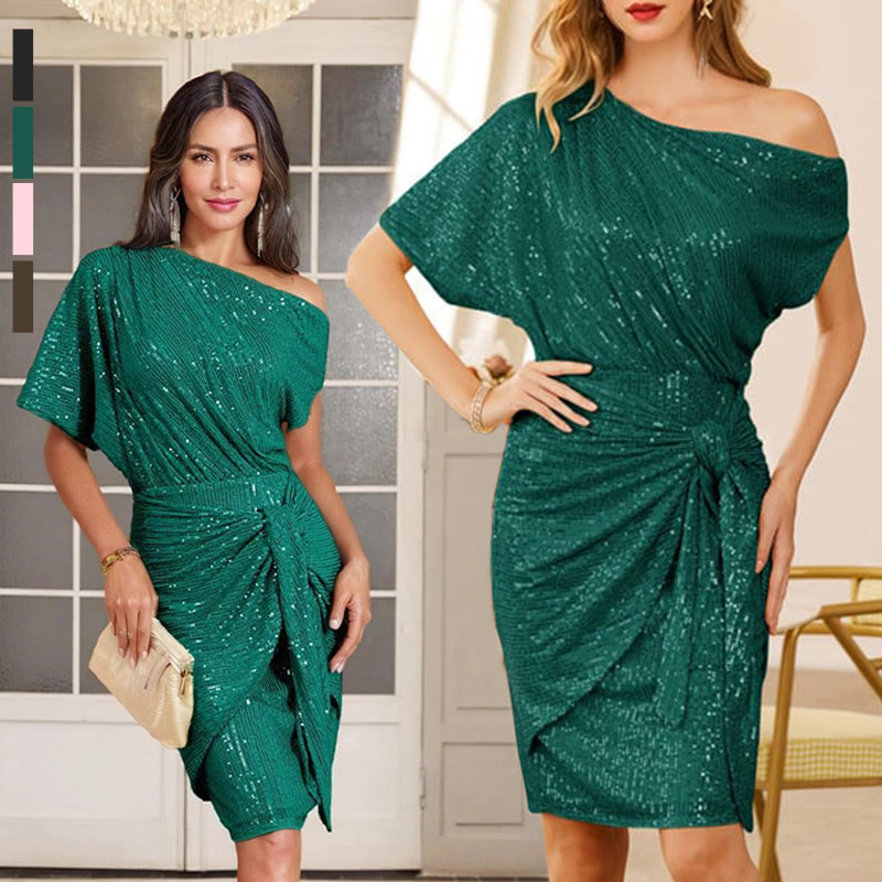 💃Hot Sales - 49% OFF🎉Sparkly One-Shoulder Ruched Dress✨