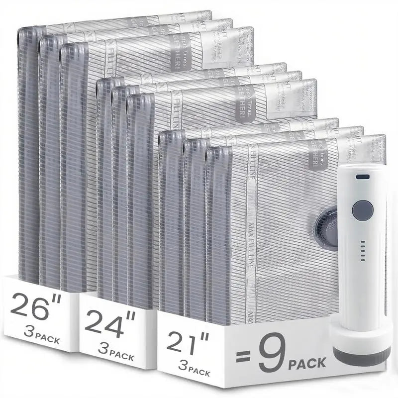 Vacuum Compression Bags with Electric Pump – Travel & Storage Set