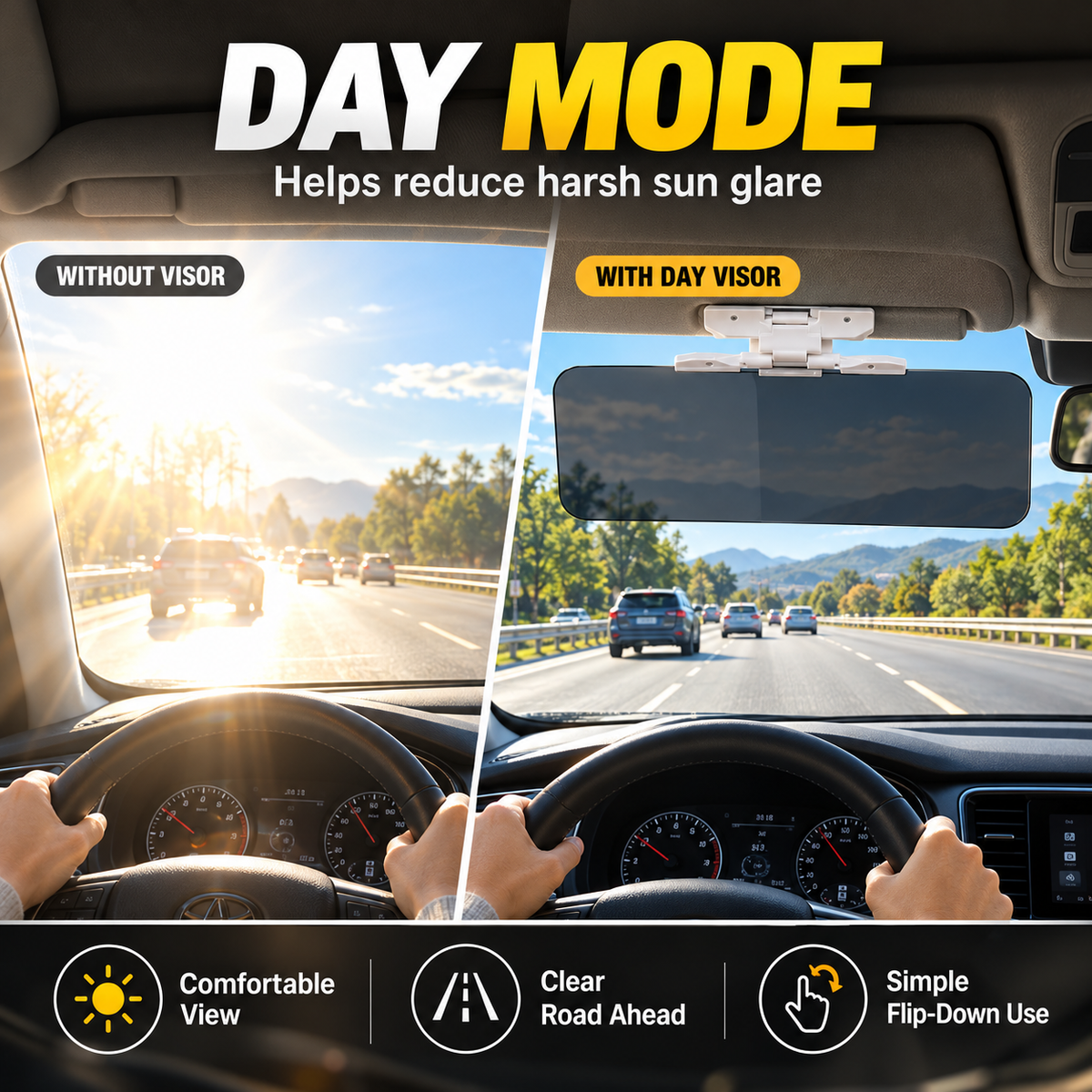 Anti-Glare Car Visor for Day & Night