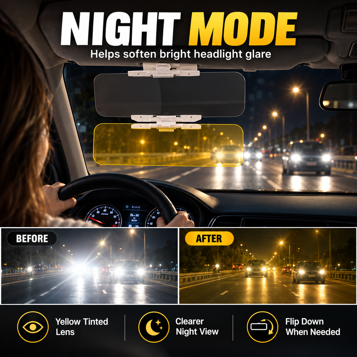 Anti-Glare Car Visor for Day & Night