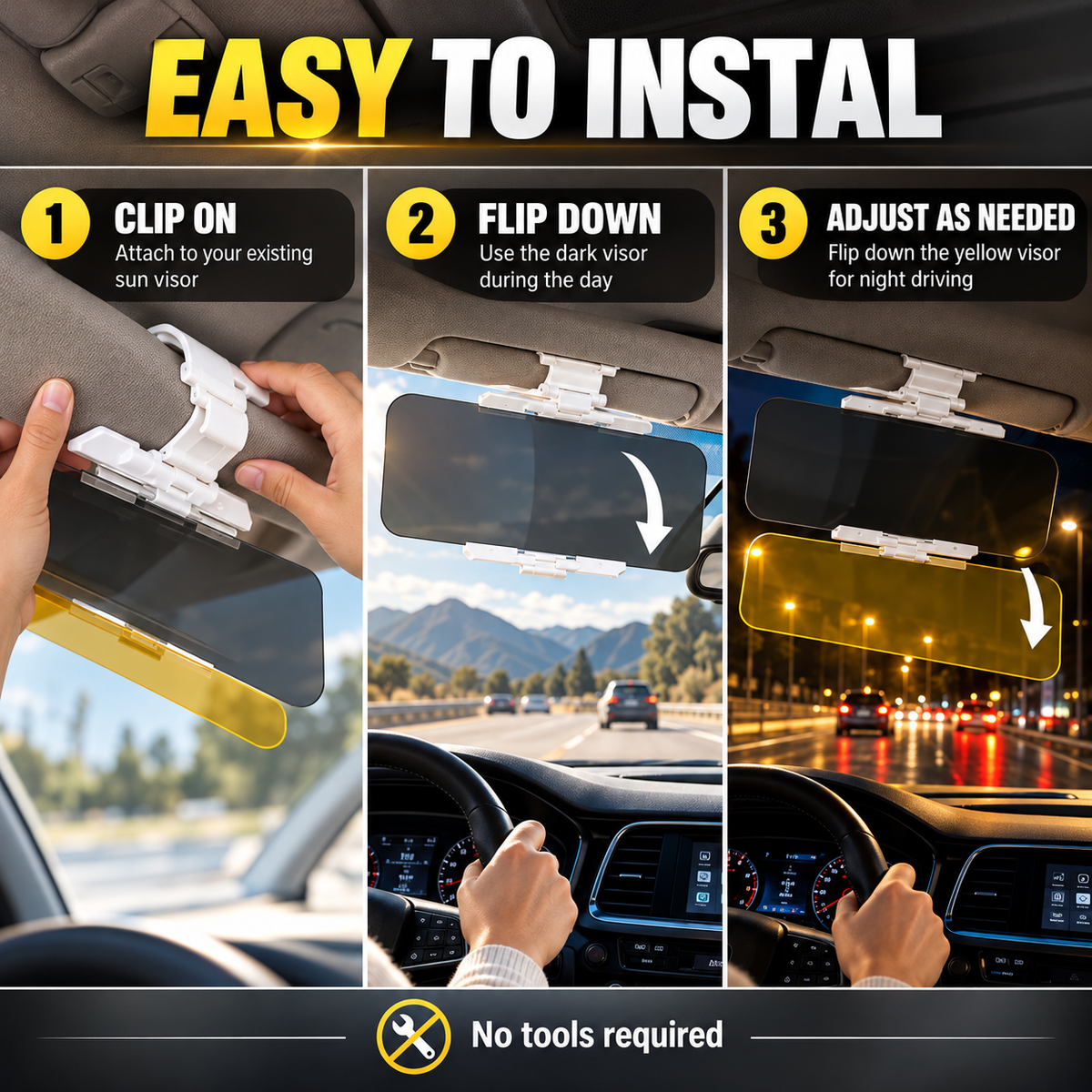 Anti-Glare Car Visor for Day & Night