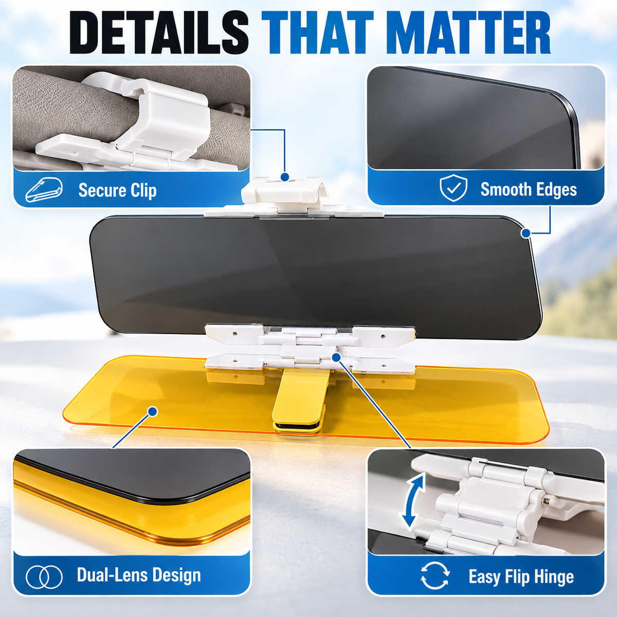 Anti-Glare Car Visor for Day & Night