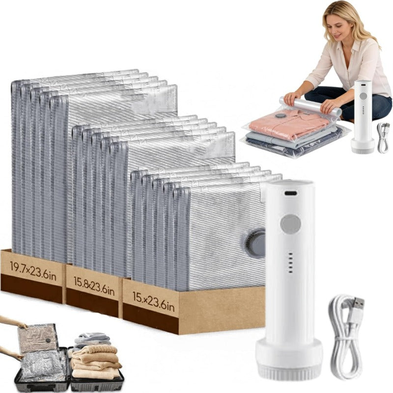 Vacuum Compression Bags with Electric Pump – Travel & Storage Set