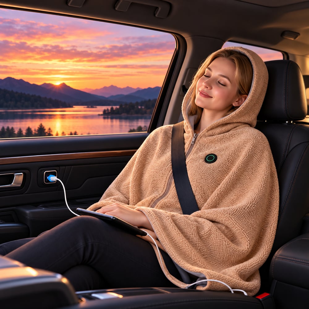 Heated Wrap Shawl – USB Powered, 3 Heat Settings, Machine Washable