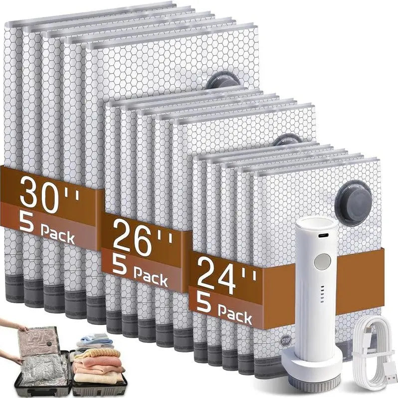 Vacuum Compression Bags with Electric Pump – Travel & Storage Set