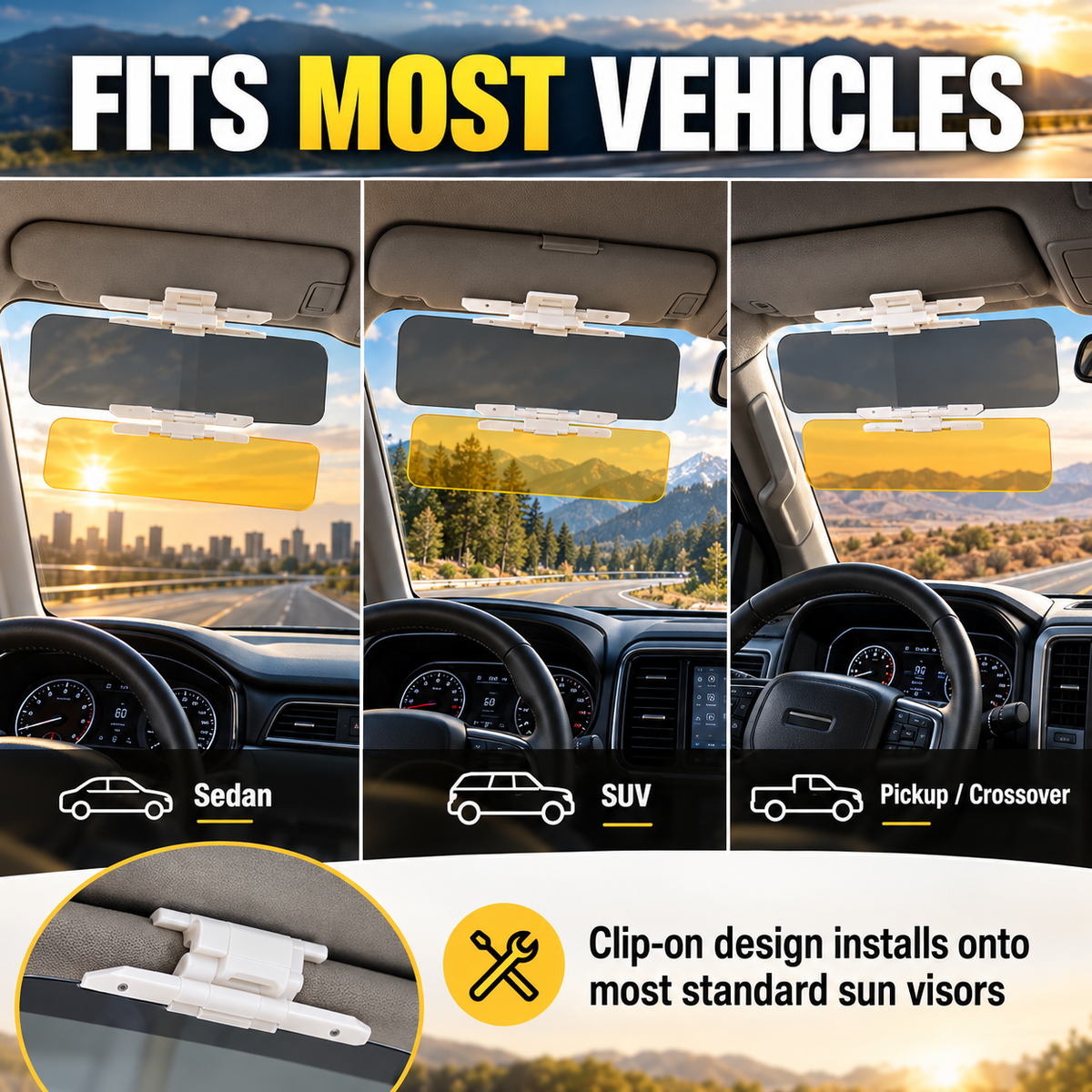 Anti-Glare Car Visor for Day & Night