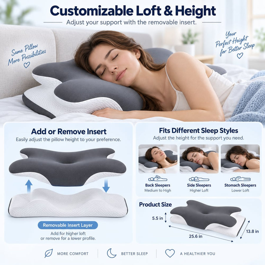 Butterfly Contour Pillow — Memory Foam Neck Support