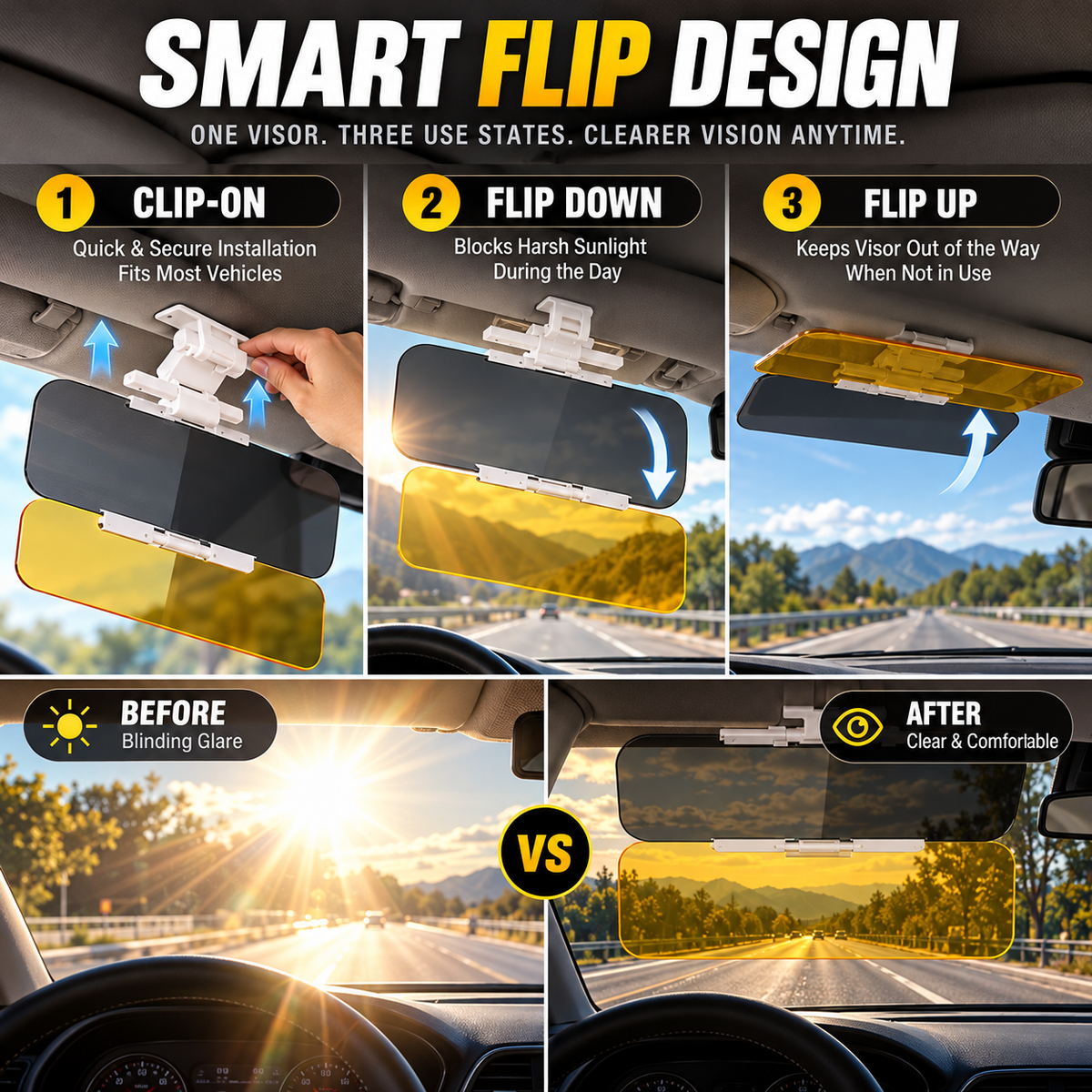 Anti-Glare Car Visor for Day & Night