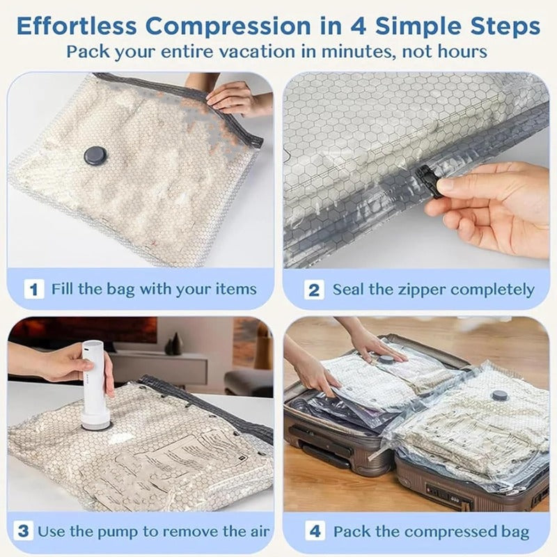 Vacuum Compression Bags with Electric Pump – Travel & Storage Set