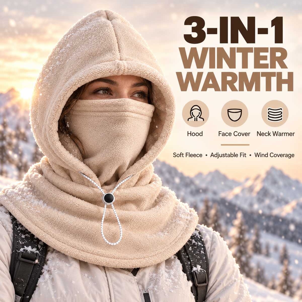 3-in-1 Thermal Fleece Hood – Hat, Face & Neck Warmer