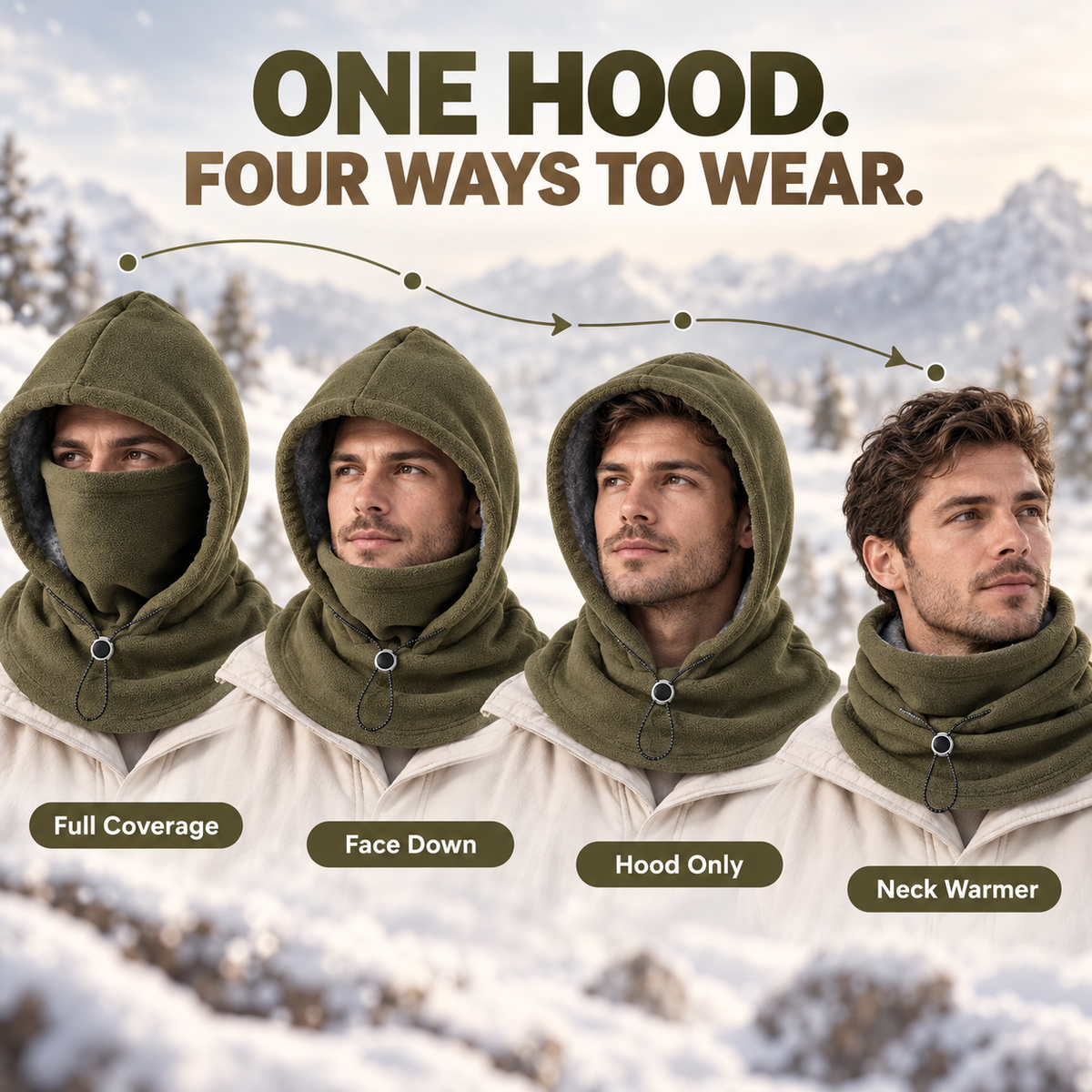 3-in-1 Thermal Fleece Hood – Hat, Face & Neck Warmer