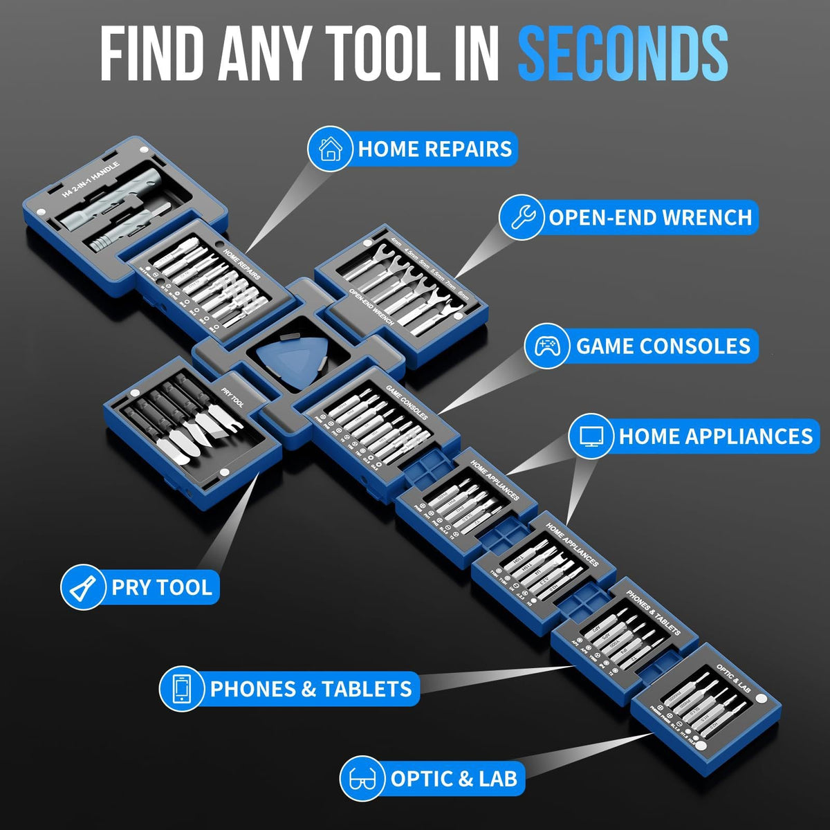 55-in-1 Precision Screwdriver Set – Magnetic Bits & Bendable Handle