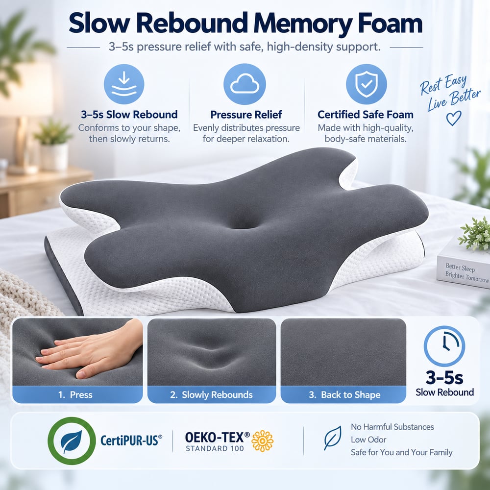 Butterfly Contour Pillow — Memory Foam Neck Support