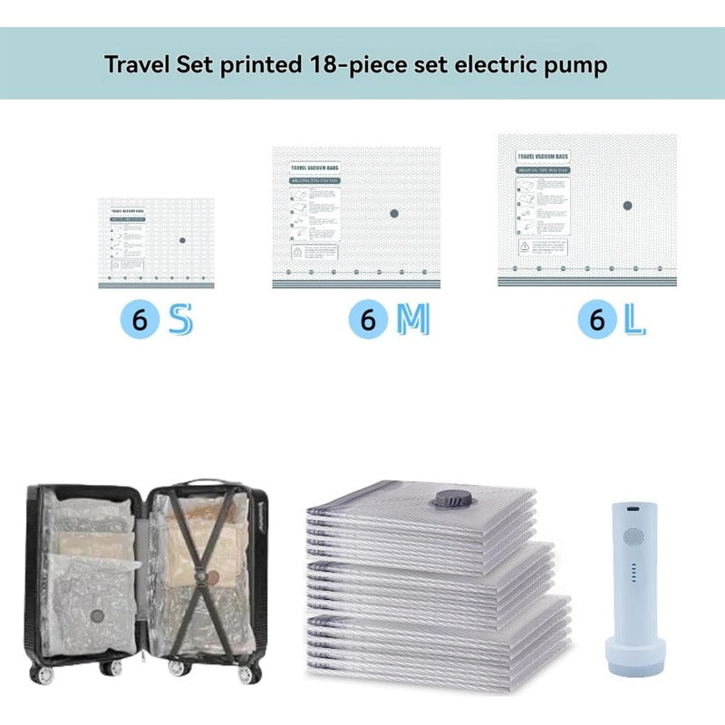 Vacuum Compression Bags with Electric Pump – Travel & Storage Set