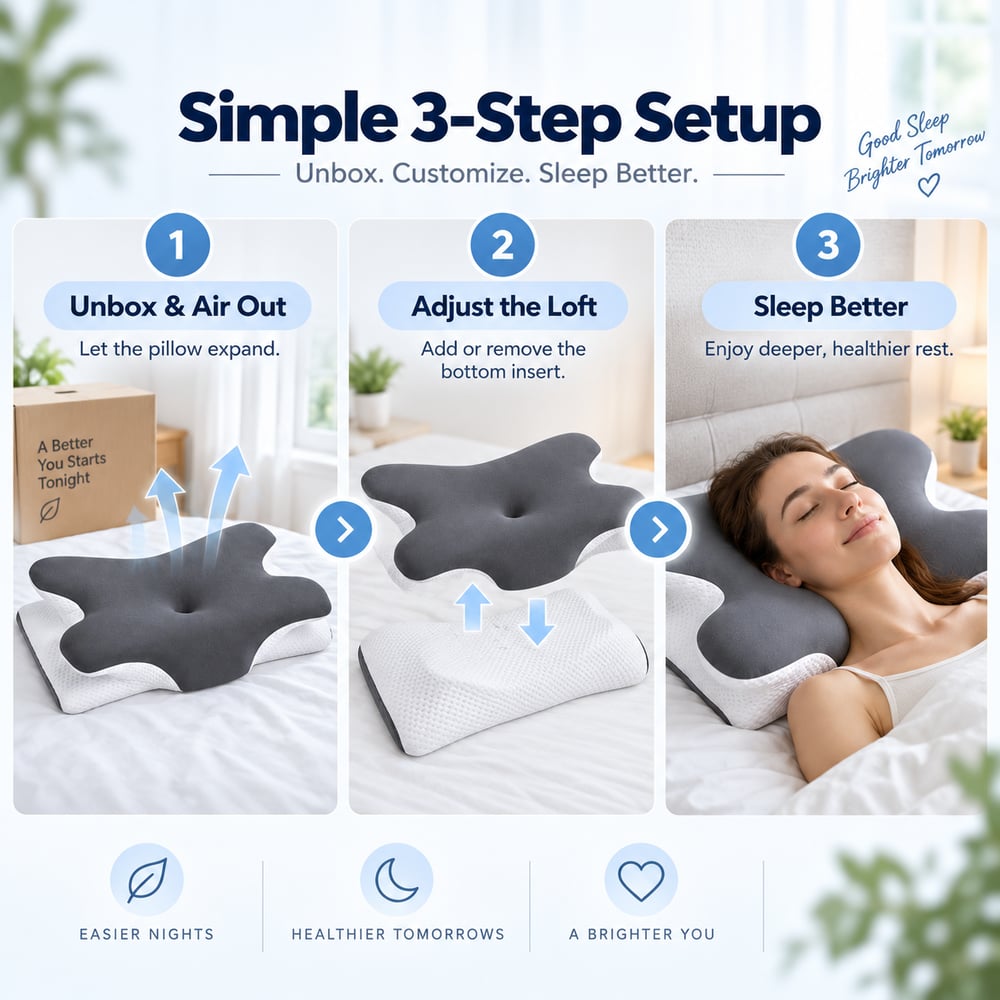 Butterfly Contour Pillow — Memory Foam Neck Support