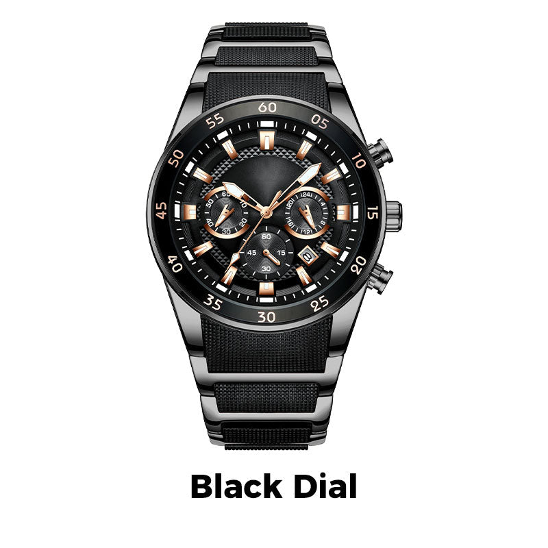 ⌚ LIMITED TIME 50% OFF! 💧 Men’s Waterproof Multifunctional Quartz Watch – Chronograph, Luminous, Stainless Steel ⏱️