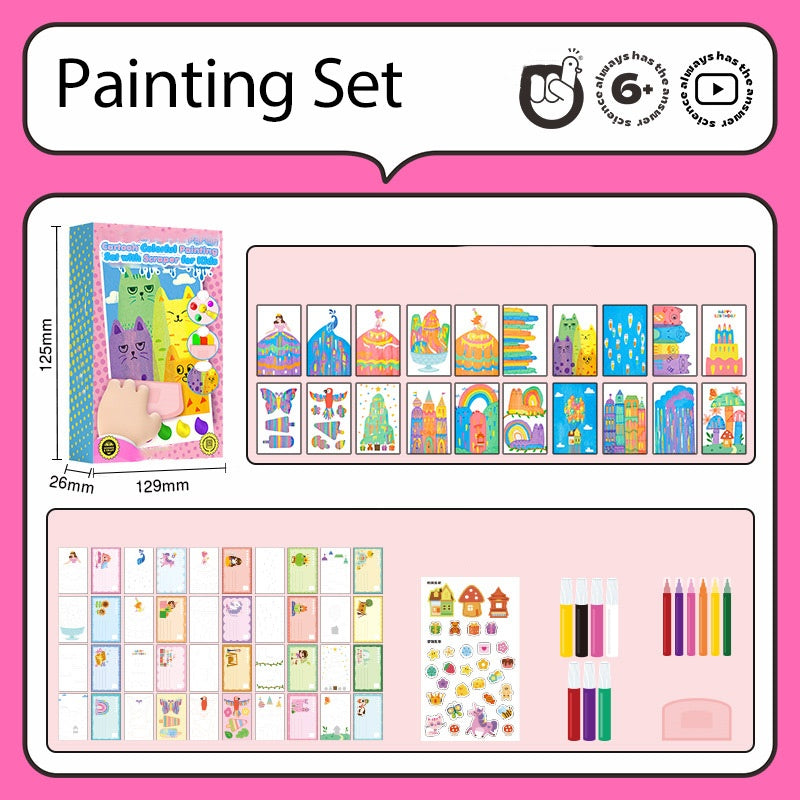 💥HOT SALE 50% OFF💥Cartoon Colorful Painting Set with Scraper for Kids