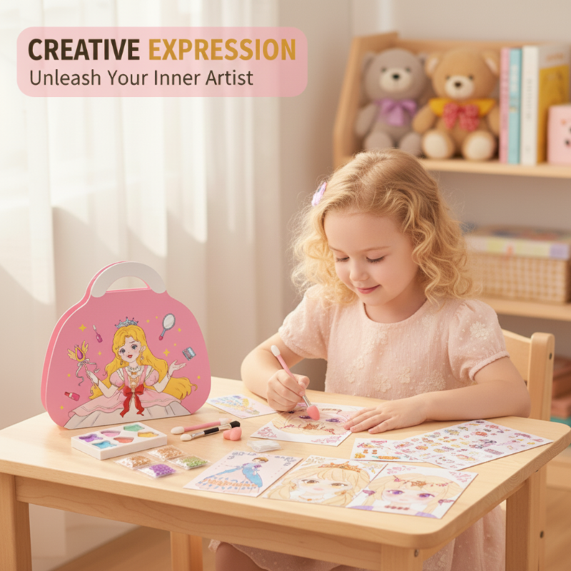 👑 50% OFF NOW! 🎨 Princess Makeup & Shimmer Art Craft Kit – Mess-Free Paper Play, Realistic Fun for Girls ✨
